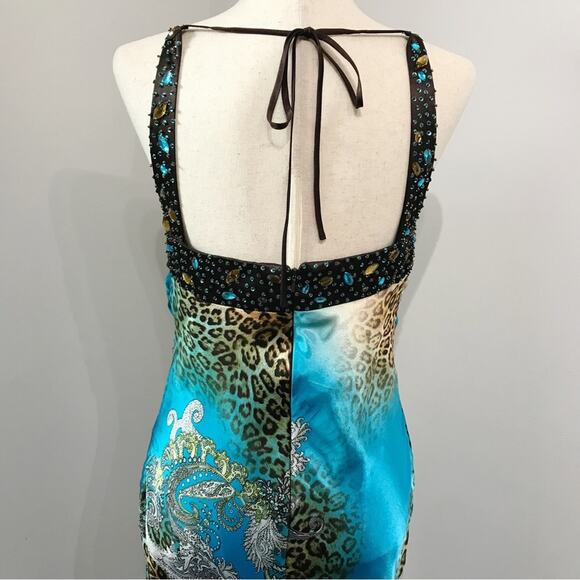 Ignite Evenings by Carol Lin Satin Gown Dress Ruched Cage Open Back Formal - Picture 8 of 16